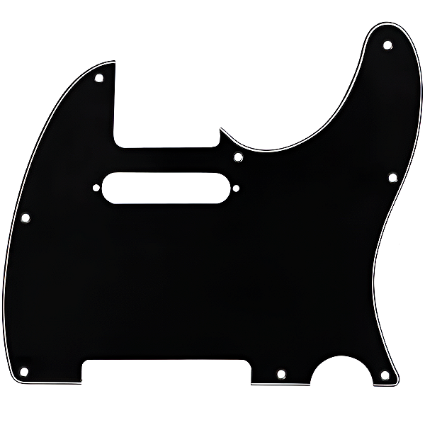 Escudo De Guitarra Telecaster Preto 08 Furos - 3 Camadas (Sanduiche)