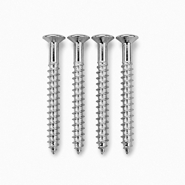 Kit Com 04 Parafusos Cromados Para Neck Plate De Guitarra e Contra Baixo