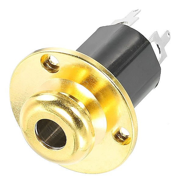 Jack Roldana Conector Blindado P10 Dourado Para Violão Guitarra