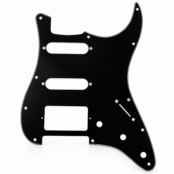 Escudo Preto Para Guitarra Strato HSS 11 Furos 3 Camadas (Sanduíche)