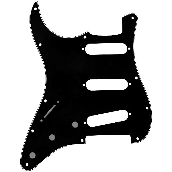 Escudo Preto Guitarra Strato Canhota 11 Furos 3 Camadas (Sanduíche)