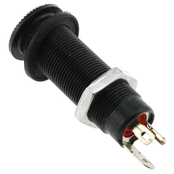 Jack Conector P10 Mono Para Guitarra Preto Cilíndrico