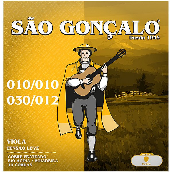 Jogo de Cordas Cobre Prateado São Gonçalo Tensão Leve Para Viola