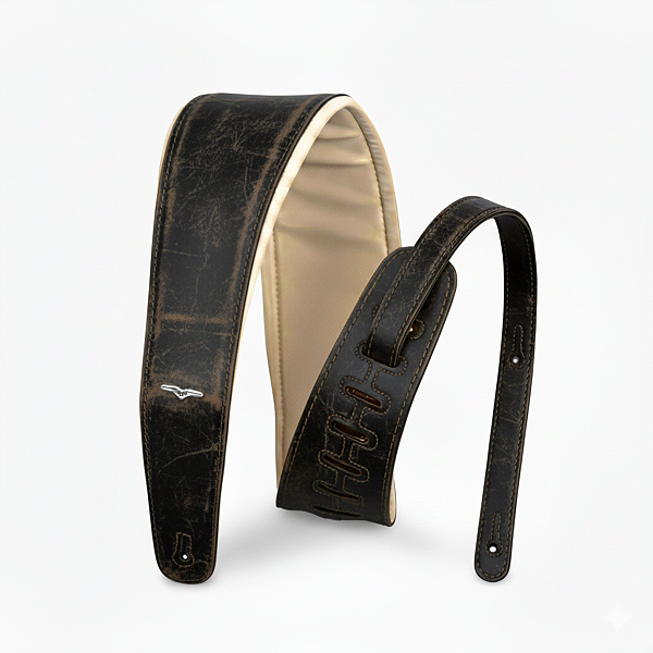 Correia Alça Avs Em Couro Fóssil Marrom Regulável Para Contra Baixo