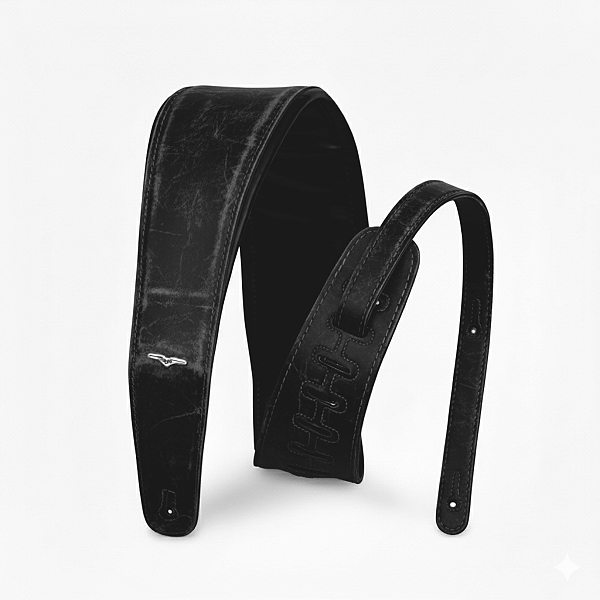 Correia Alça Avs Em Couro Fóssil Preto Regulável Para Contra Baixo