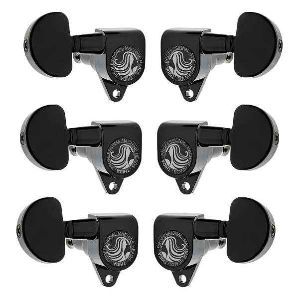 Tarraxas Meia Lua Preta Para Guitarra Violão Furo Central 3x3