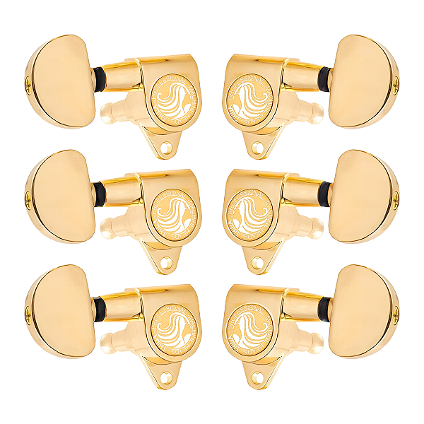 Tarraxas Meia Lua Dourada Para Guitarra Violão Furo Central 3x3