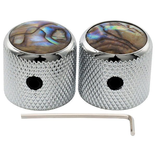 Knob De Aço Para Guitarra Telecaster Cromado com Top Abalone + Chave Allen