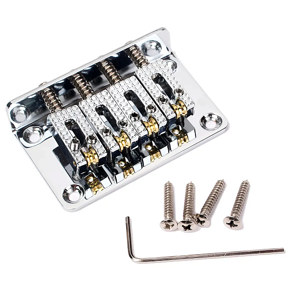 Ponte Guitarra Artesanal Cigar Box 4 Cordas Ajustável Cromada Com Roller Saddles