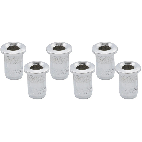 Kit Com 06 Buchas Ferrules Frontal Para Guitarra Cromado