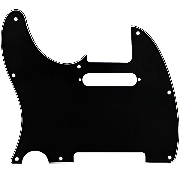 Escudo De Guitarra Telecaster Canhota Preto 08 Furos - 3 Camadas (Sanduiche)