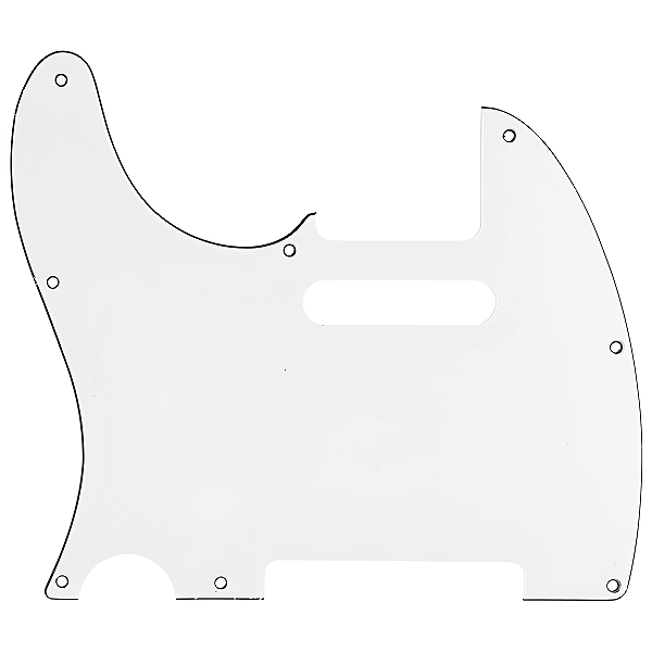 Escudo De Guitarra Telecaster Canhota Branco 08 Furos - 3 Camadas (Sanduíche)