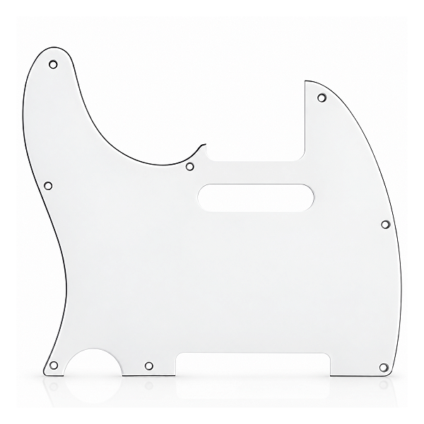 Escudo De Guitarra Telecaster Canhota Branco 08 Furos - 3 Camadas (Sanduíche)