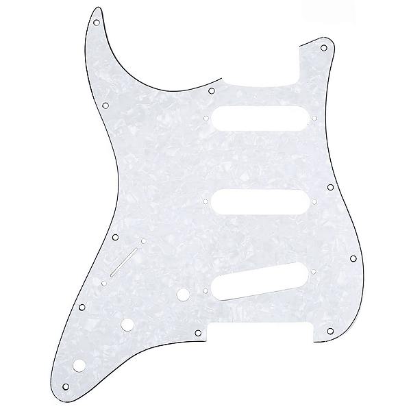 Escudo Branco Perolado Guitarra Strato Canhota 11 Furos 4 Camadas