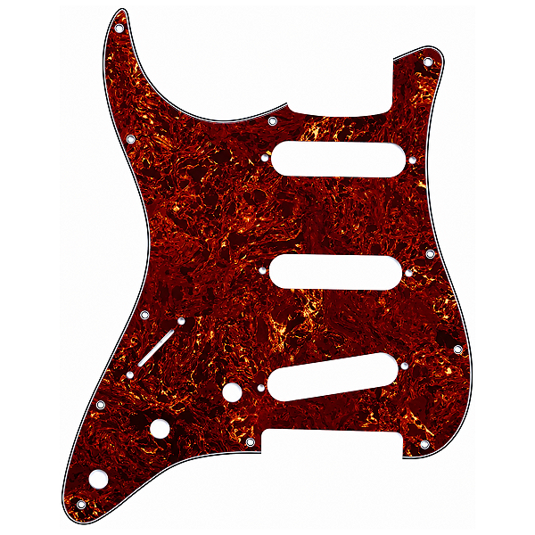 Escudo Brown Tortoise Guitarra Strato 11 Furos 3 Camadas (Celulóide) Canhota