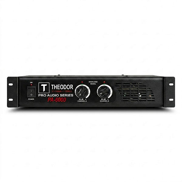 Amplificador De Potência Profissional Theodor Para Caixas 600W RMS PA6000 Preto