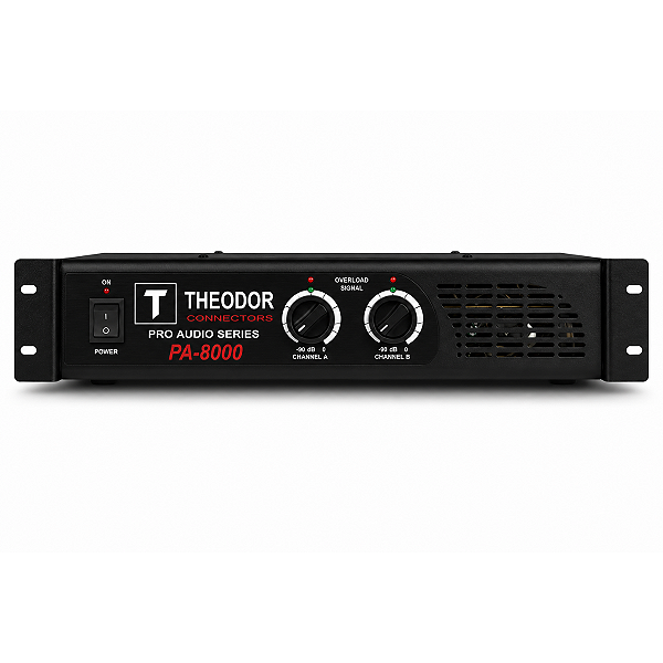 Amplificador De Potência Profissional Theodor Para Caixas 800W RMS PA8000 Preto