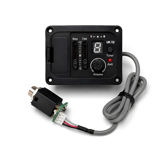 Pré Amplificador Para Ukulele Cavaco E Violão Flat Compatível Com Sistema UK-T2 Equalizador 2 Bandas