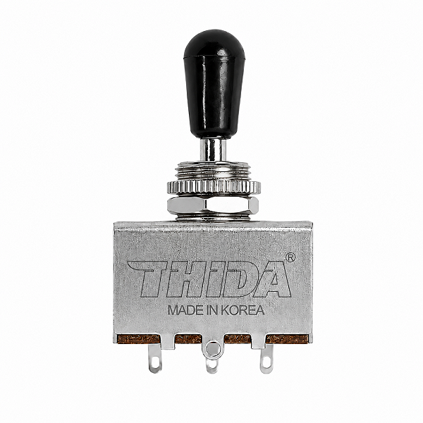 Chave Seletora Para Guitarra 3 Posições Thida Knob Preto Metálico