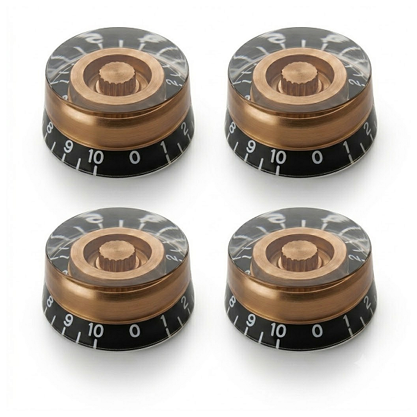 Kit Com 04 Knob Speed Control Para Guitarra Les Paul Preto Com Miolo Dourado