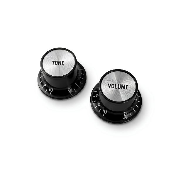 Knob Botão Tone e Volume Top Hat Reflector Para Guitarra Les Paul Sg Preto