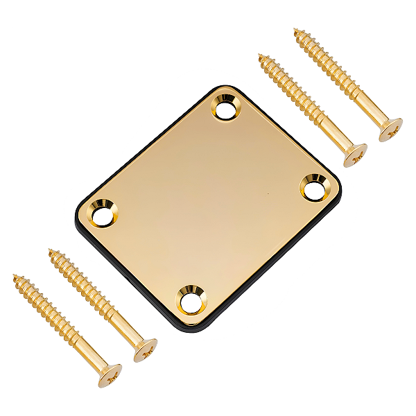 Neck Plate Dourado Com Protetor Para Guitarra E Contra Baixo
