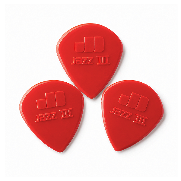 Kit 3 Palhetas Dunlop Jazz III Nylon 1,38mm Para Guitarra Original