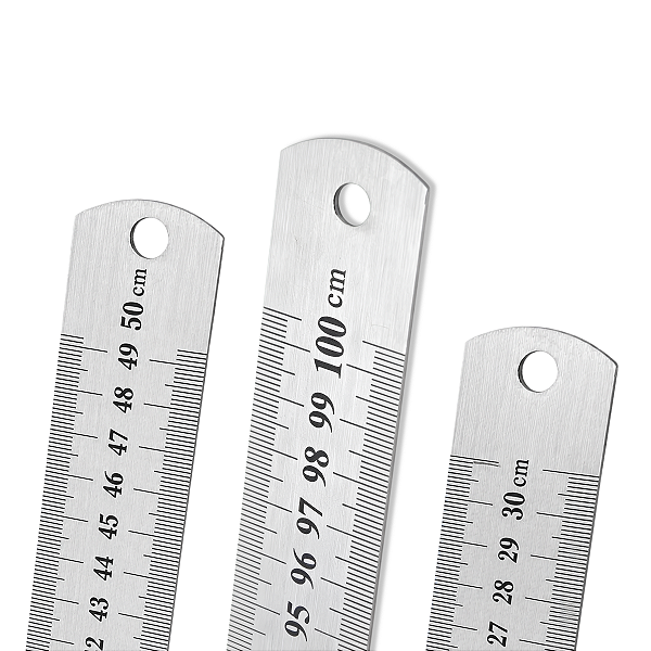Kit Com 3 Réguas Metálicas 30 50 100cm Para Marcenaria Serralheria E Projetos Makers