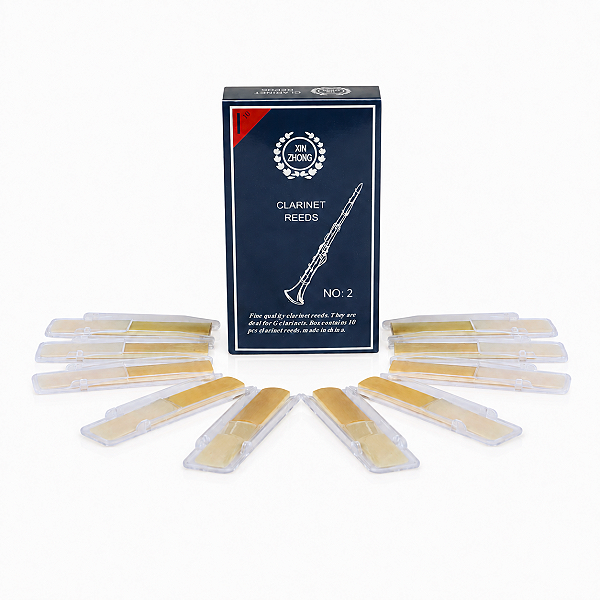 Pacote 10 Palhetas Para Clarinete N2,0 Cana Natural Com Capa