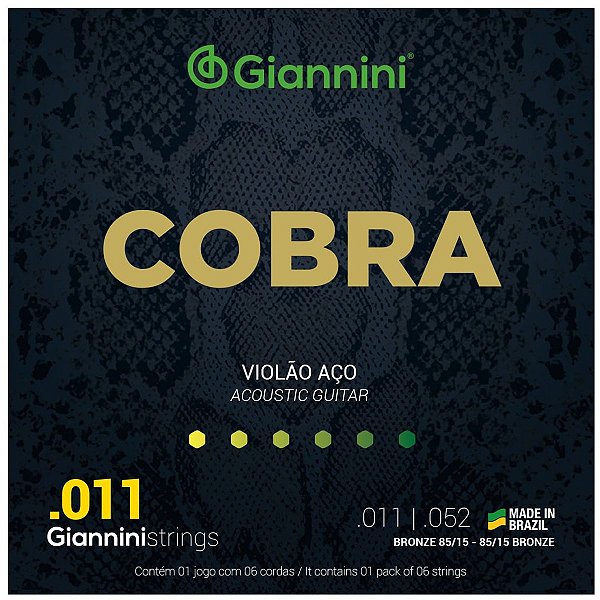 Jogo De Cordas Para Violão De Aço Giannini 011 Cobra - American Musical e  Magazine