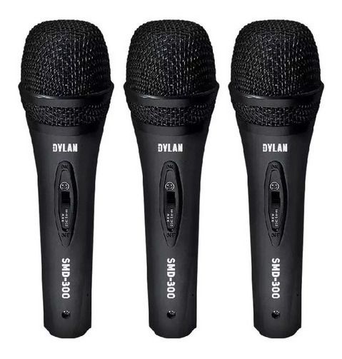 Kit Com 3 Microfones Dinamicos Com Cabo Dylan SMD-300