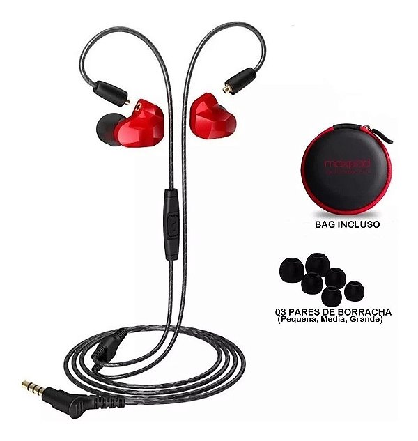 Fone De Ouvido Moxpad Dual Driver In Ear X9 Vermelho