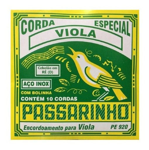 Jogo De Cordas Para Viola Passarinho Tensão Média Cebolão Ré
