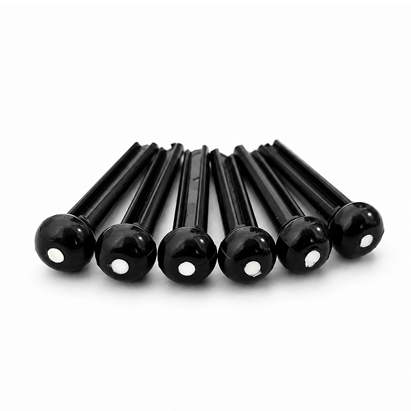 Kit Com 06 Pinos De Plástico Para Violão Aço Folk Preto