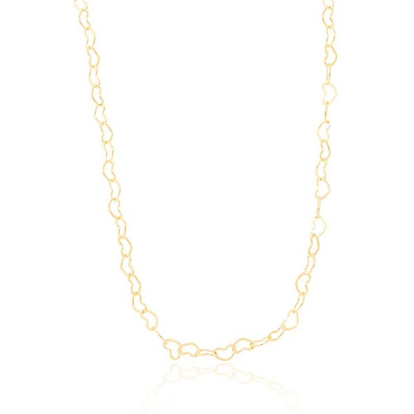 Colar Choker com Corações Entrelaçados Semijoia Ouro 18K