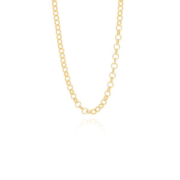 Colar Choker Elo Português 3MM Semijoia Ouro 18K