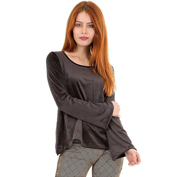 Camiseta Manga Sino Suede • Preto