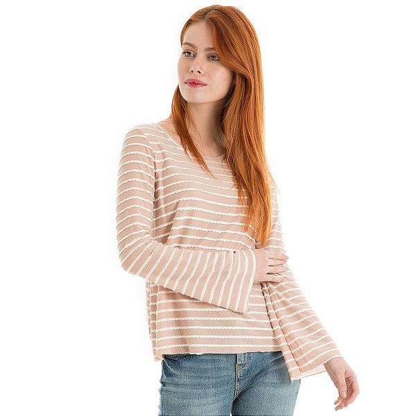 Camiseta Manga Sino  • Rosa Listras