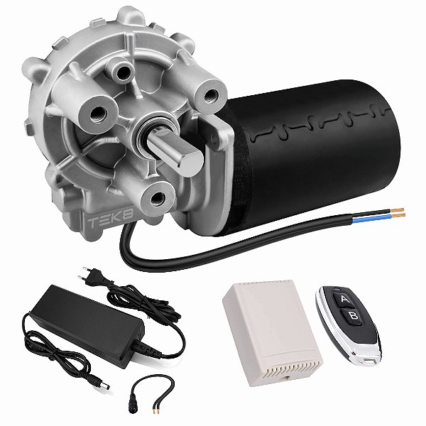 Motoredutor 12V DC 10 RPM + Fonte e Remoto - MB21012