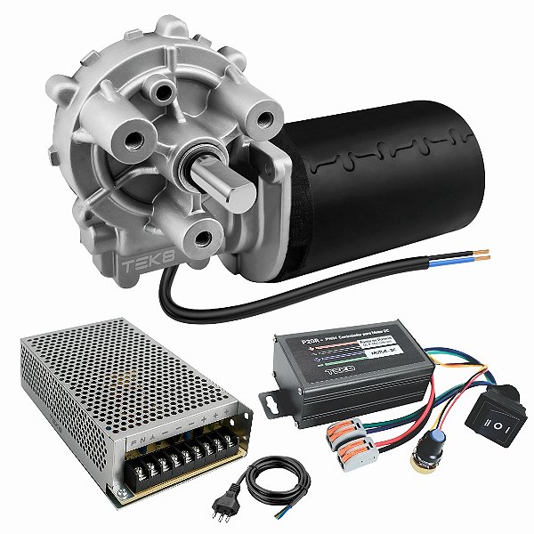 Motoredutor 24V DC 160 RPM + Fonte e PWM R - MB16024