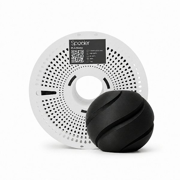 Filamento PLA Matte Preto Carvão 1kg 1,75mm - Spooler