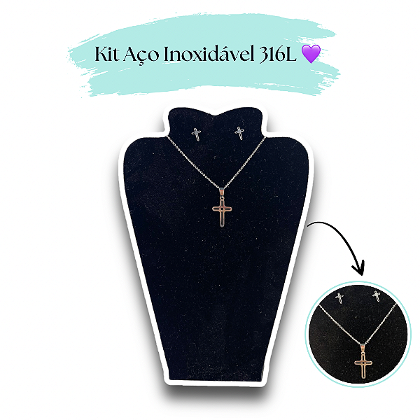 Kit de Colar e Brinco Aço Inoxidável