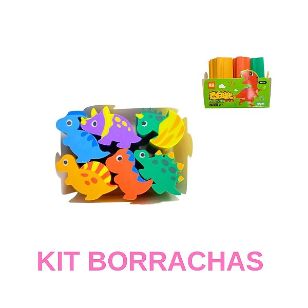 Kit com 6 Borrachas Dinossauro