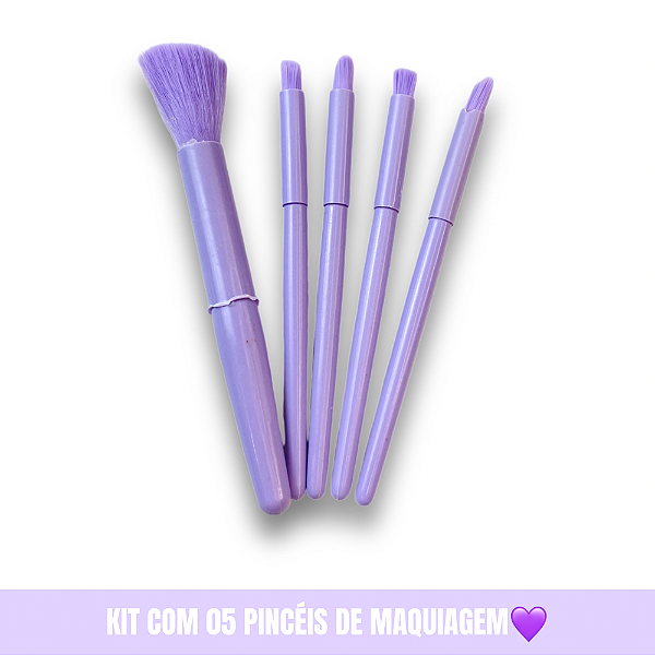 Kit com 5 pincéis Coloridos Para Maquiagem
