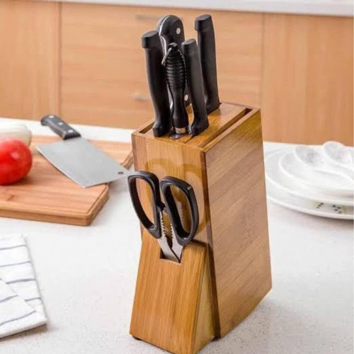 Faqueiro Organizador Em Bambu Natural Suporte Para Facas