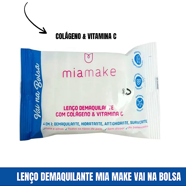 Lenço Demaquilante Com Colágeno e Vitamina C Mia Make
