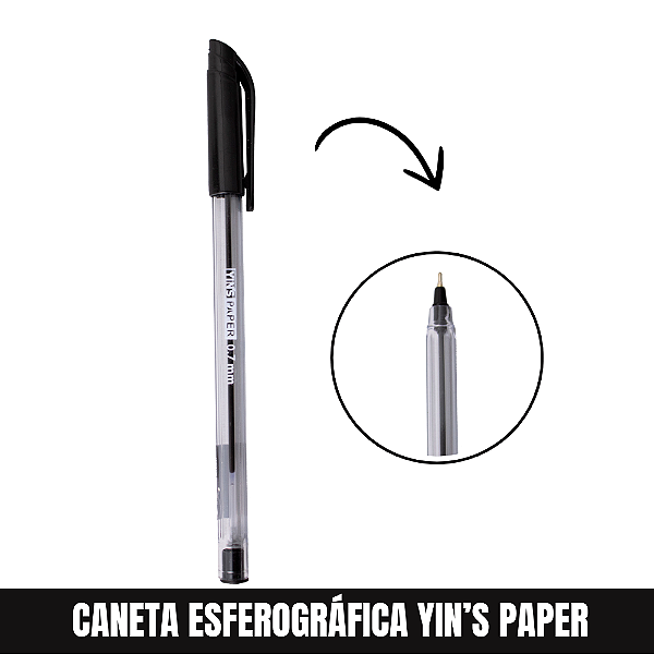 Caneta Esferográfica Yins'Paper Preta