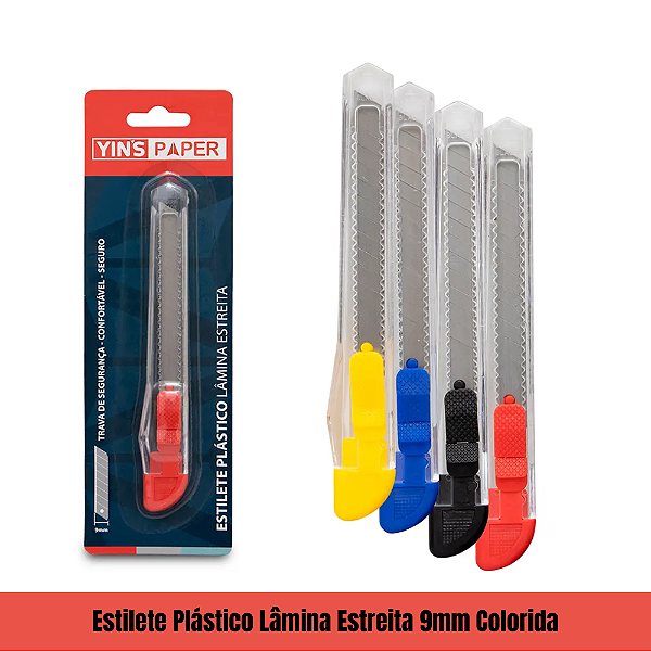 Estilete Plástico Lâmina Estreita 9mm Colorida