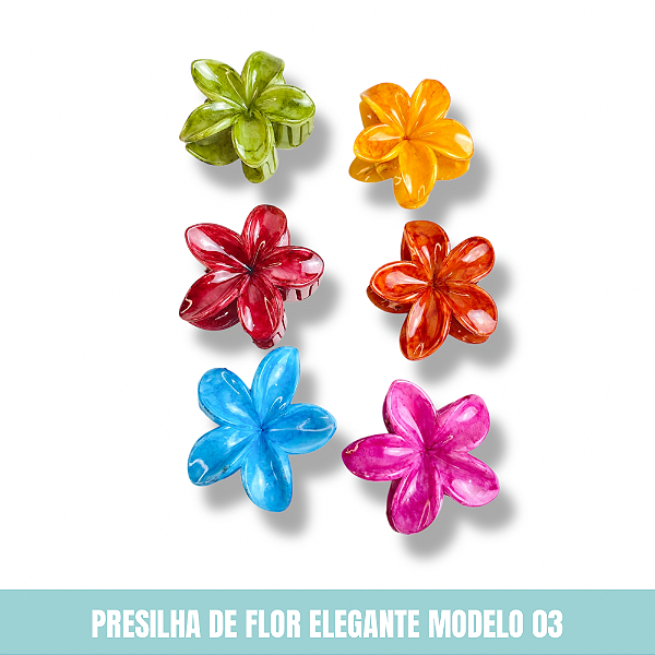 Presilha de Cabelo Flor Elegante Modelo 03 Cores Vibrantes