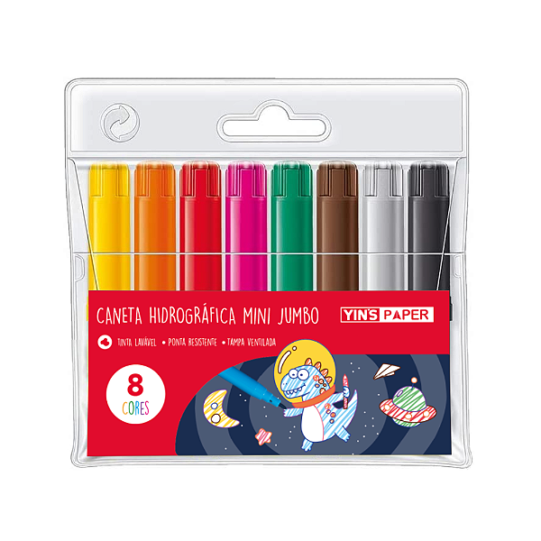 Caneta Hidrográfica Mini Jumbo 8 Cores
